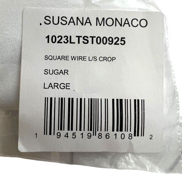 NEW Susana Monaco Square Wire Long Sleeve Crop Top Sugar Large - Picture 8 of 13